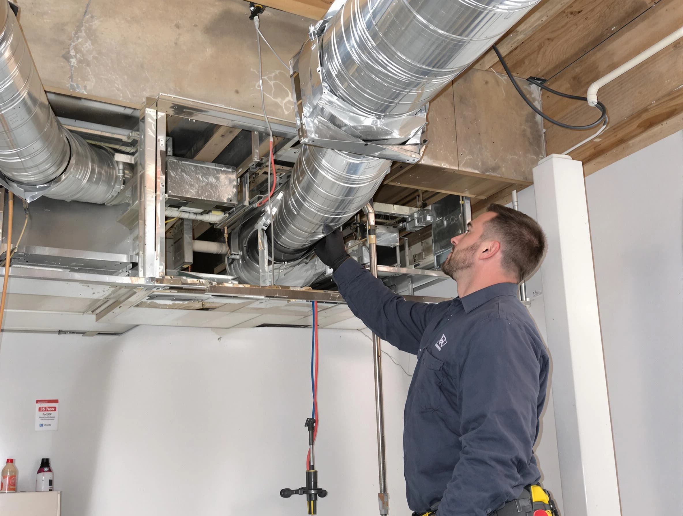 Marietta Air Duct Cleaning technician performing professional air duct repair using specialized tools in Marietta