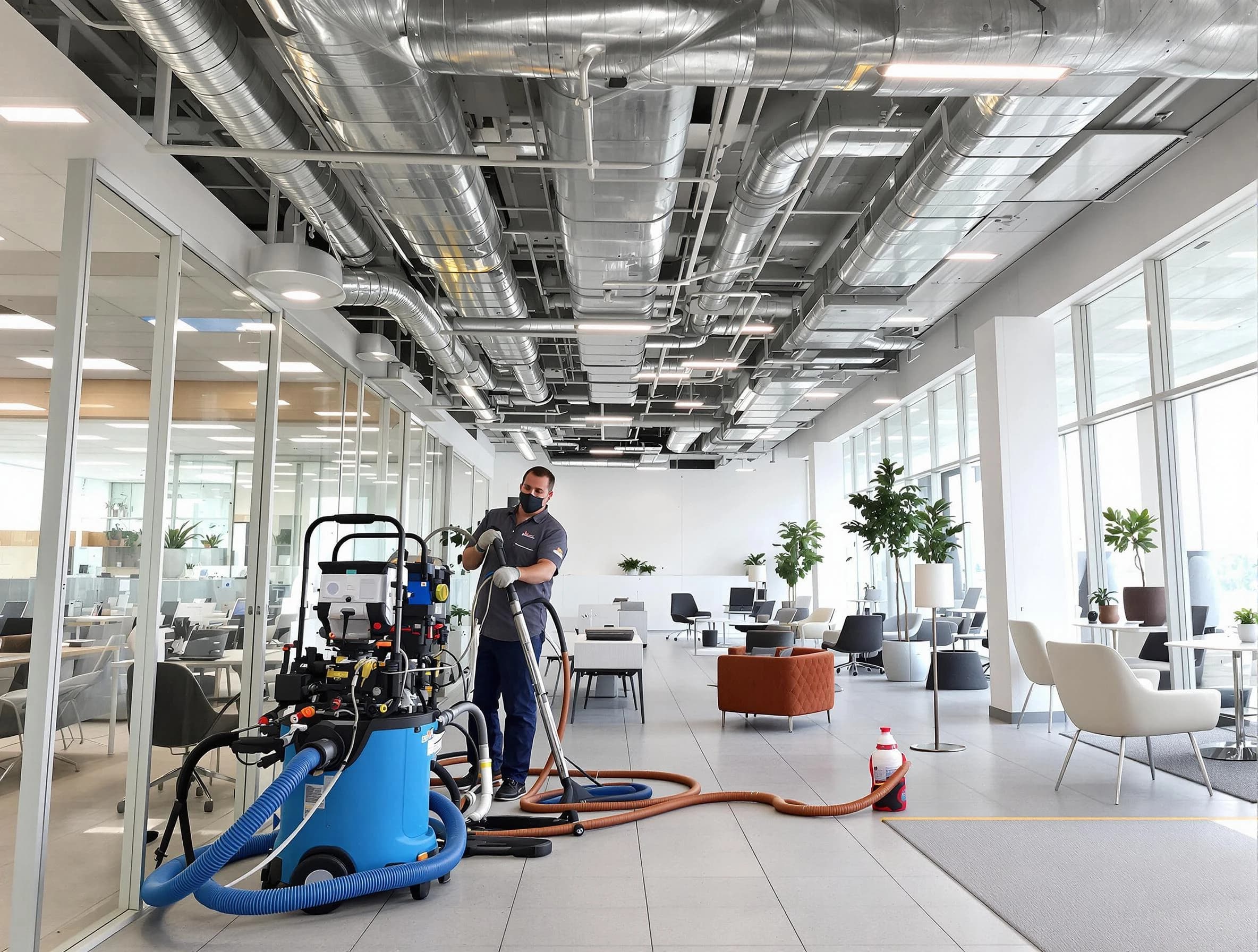 Marietta Air Duct Cleaning team conducting comprehensive commercial duct cleaning at a business location in Marietta