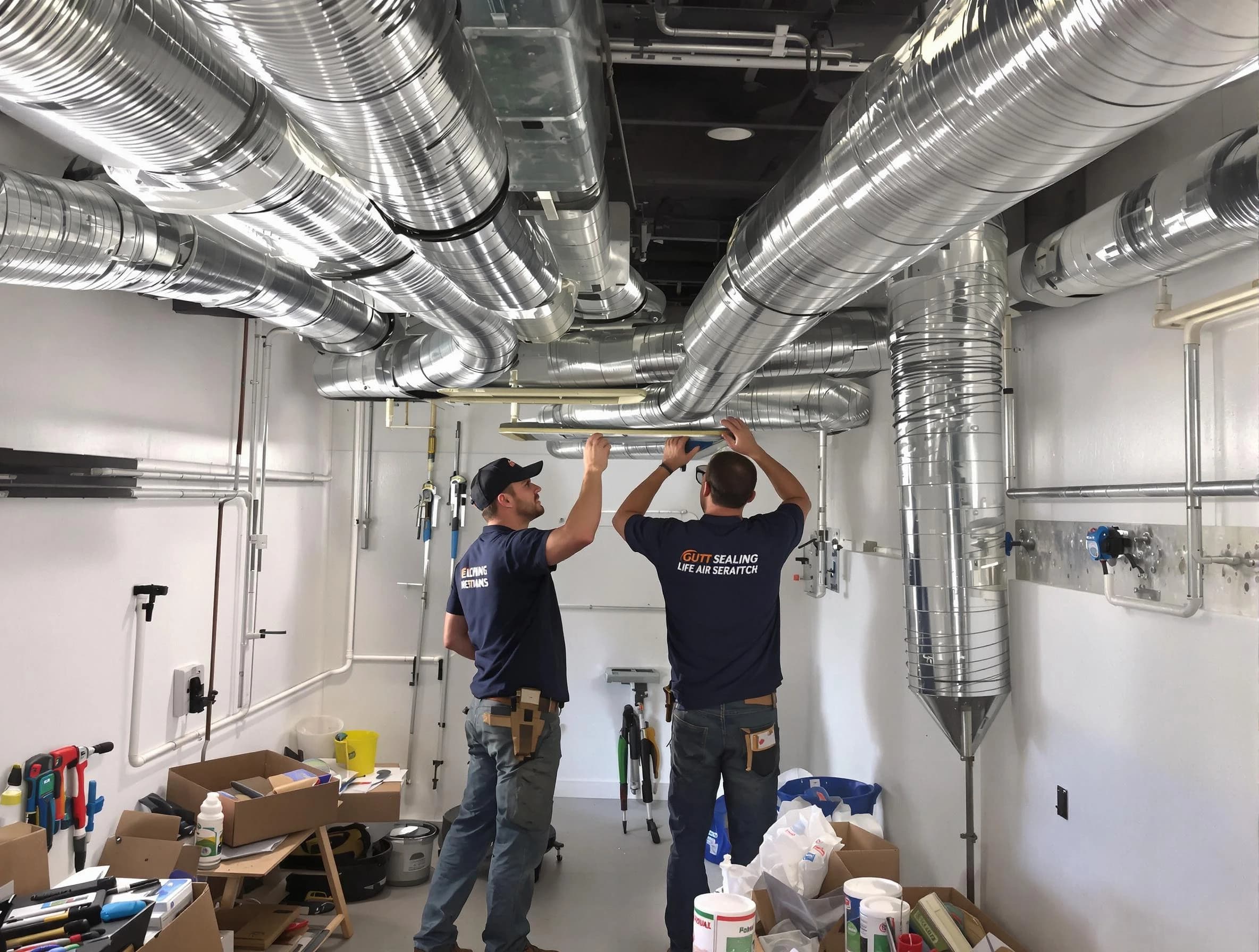 Marietta Air Duct Cleaning technician applying professional duct sealing solutions in Marietta