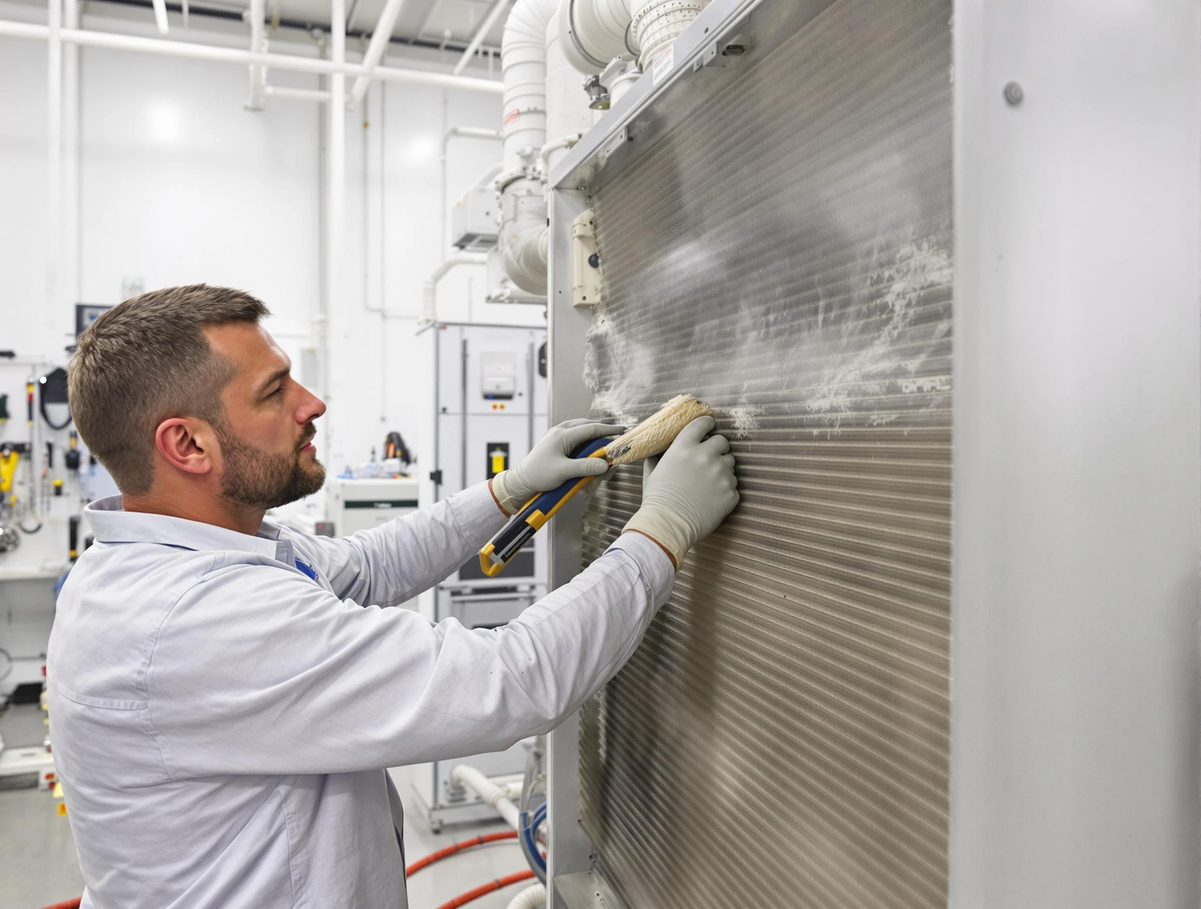 Marietta Air Duct Cleaning technician performing precision commercial coil cleaning at a Marietta business