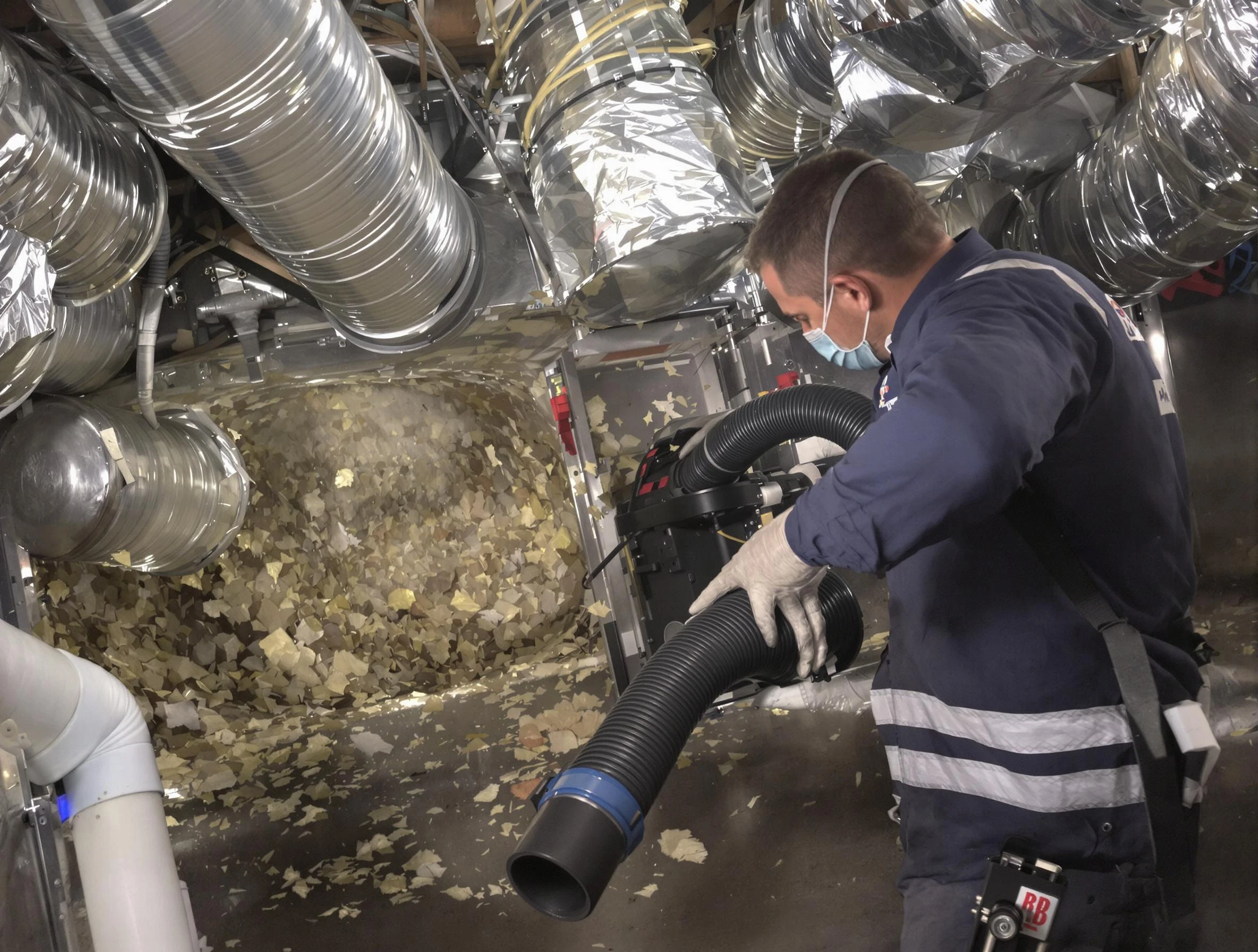 Marietta Air Duct Cleaning specialist operating negative pressure cleaning equipment for thorough duct maintenance in Marietta